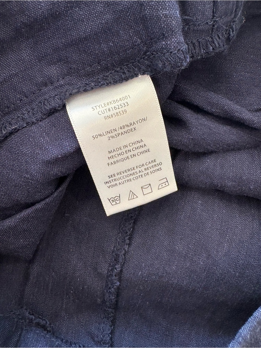 Kut from the Kloth Linen Blend Navy Pants XL - Picture 3 of 4